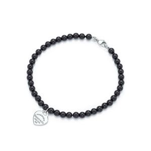 Tiffany Black Beaded Heart Bracelet